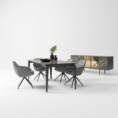 Luxury Dining Room Complete Dining Table 4x Chairs Furniture Sideboard with Mirror