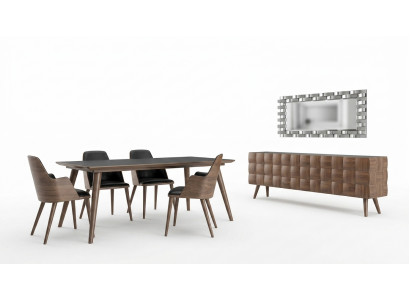 Complete set 7-piece dining room dining table new 4x chairs luxury sideboard with mirror