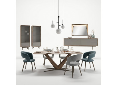 Dining room set 9-piece dining table complete chairs 4x wood sideboard new wooden cabinet