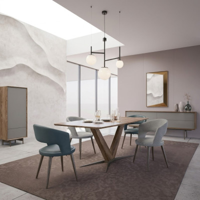 Dining Room Complete 8-piece Set Chairs New Dining Table Sideboard Design Display Cabinet