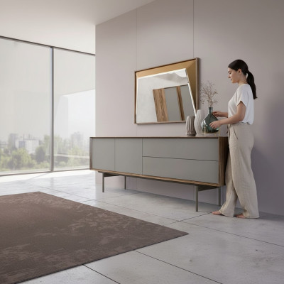 Complete dining room sideboard with mirror design wooden cabinet furniture