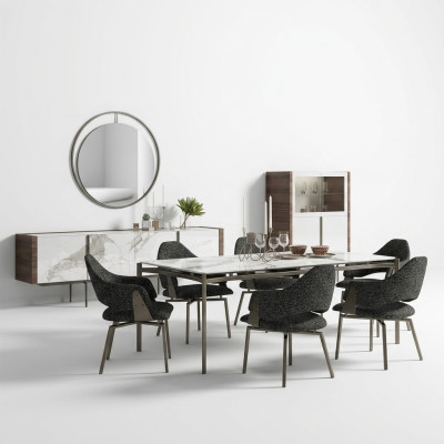 Luxury Dining Room Set 8-piece Furniture Dining Table Chairs 4x Wood Furniture Sideboard