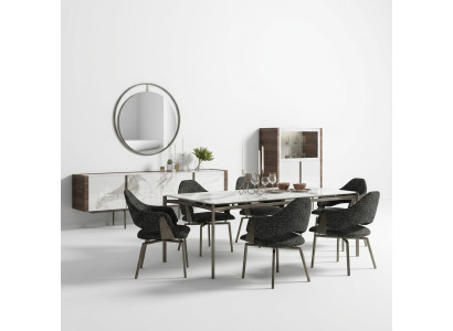 Luxury Dining Room Set 8-piece Furniture Dining Table Chairs 4x Wood Furniture Sideboard