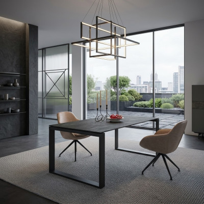 Designer dining room dining table set chairs metal textile dining group cabinet