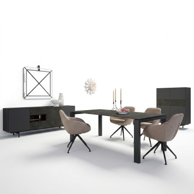 Dining set dining room set 8-piece dining table 4x chairs luxury cabinet design furniture