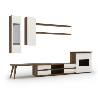 Living Room Complete Set 7-piece TV Stand + Coffee Table Wood Furniture Modern Display Cabinet