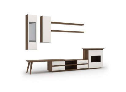 Living Room Complete Set 7-piece TV Stand + Coffee Table Wood Furniture Modern Display Cabinet