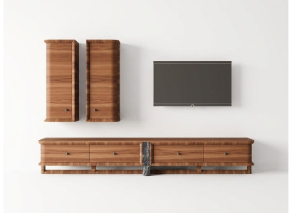 Complete wall unit living room TV stand 2x wall cabinet wooden furniture
