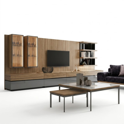 Modern design furniture wall unit set TV stand wall shelves wooden furniture new