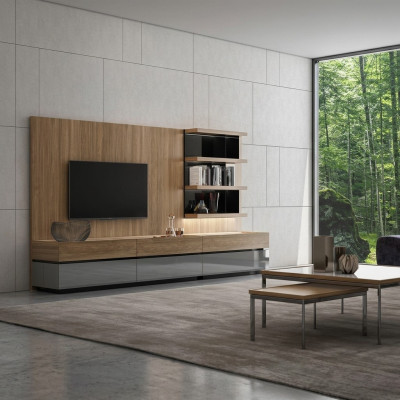 Living room furniture wall unit 320 cm furnishing brown luxury wall shelves