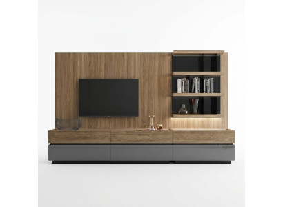 Living room furniture wall unit 320 cm furnishing brown luxury wall shelves