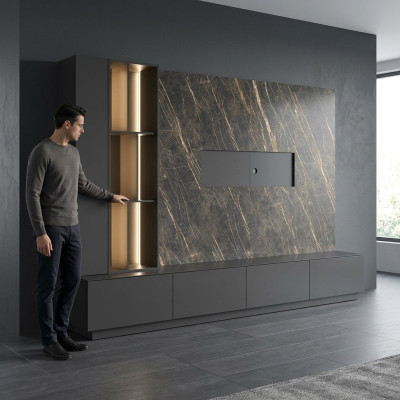 Living wall designer furniture modern living room furniture wooden furniture luxury