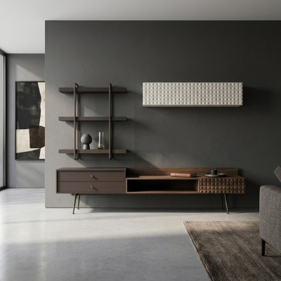 Brown complete living room furniture wall cabinet living wall TV stand wall shelves
