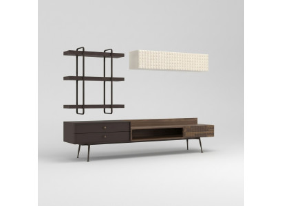Brown complete living room furniture wall cabinet living wall TV stand wall shelves