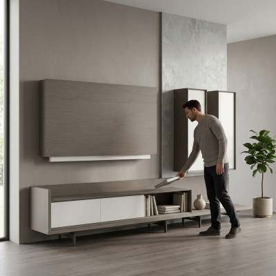 Wall unit TV stand TV frame furniture 2x wall cabinet design modern set