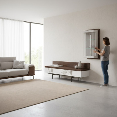 Living Room Set 2-Piece TV Stand Complete Hanging Cabinet Luxury Modern Design