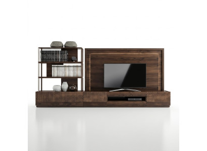Luxury living room wall unit TV stand wood furniture bookshelves new TV frame