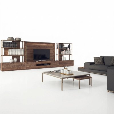 Living room furniture set 4-piece TV stand 2x bookshelves wood furniture TV frame complete