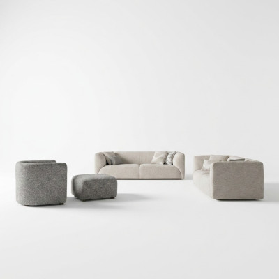 Living room furniture 4-piece sofa set 2x three-seater sofa luxury stool new armchair