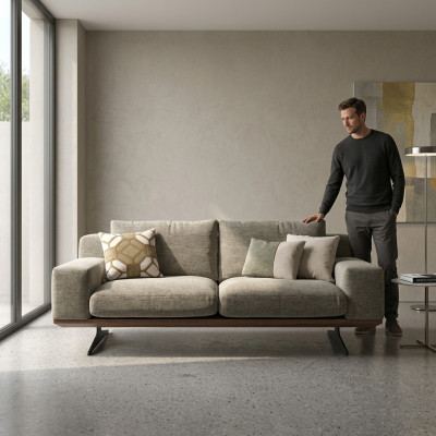 Modern upholstered sofa, two-seater sofa, couch, living room furniture, designer furnishings