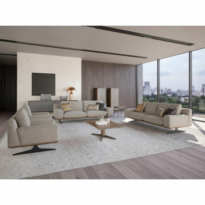 Living room set 6-piece 2x three-seater sofa modern 2x armchair sofa set coffee table