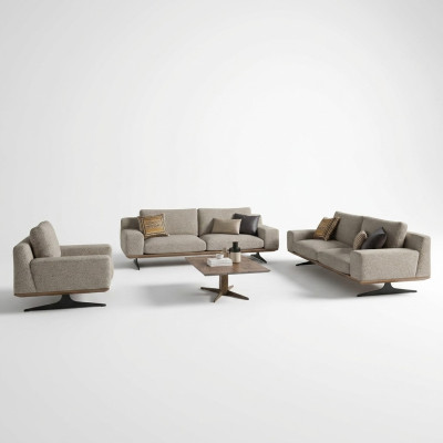 Living room set 6-piece 2x three-seater sofa modern 2x armchair sofa set coffee table
