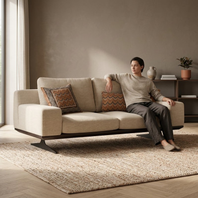 Modern upholstered sofa living room two-seater sofa couch textile designer furnishings