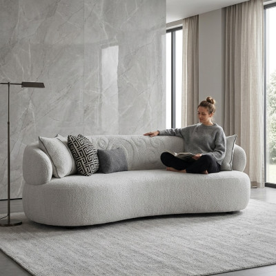 Living room white sofa three-seater textile upholstered furniture modern designer furniture