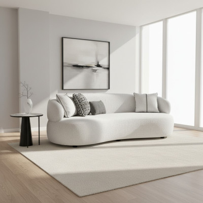 Living room white sofa three-seater textile upholstered furniture modern designer furniture