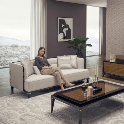 Living room modern white sofa three-seater couch designer upholstered furniture