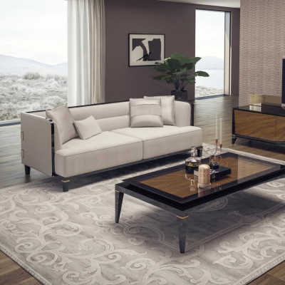 Living room modern white sofa three-seater couch designer upholstered furniture