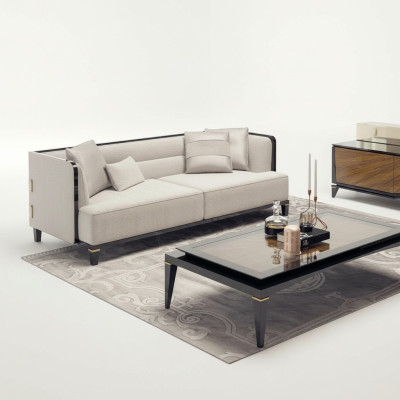 Living room modern white sofa three-seater couch designer upholstered furniture