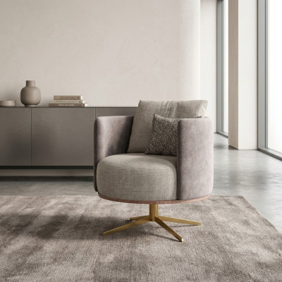 Innovative designer armchair for modern living room furniture made from high-quality faux leather.