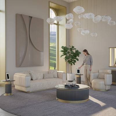 Living room set 2-piece sofa complete design three-seater sofa new armchair sofa suite