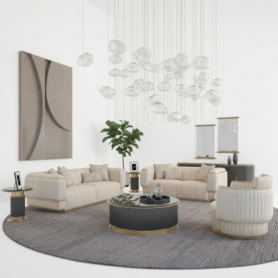 Sofa Complete 3-piece Living Room Design Three-seater Sofa Suite Two-seater Couch
