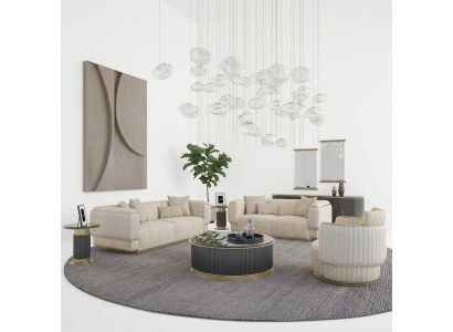Sofa Complete 3-piece Living Room Design Three-seater Sofa Suite Two-seater Couch