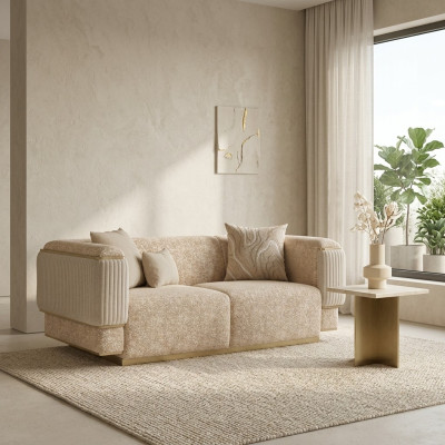 Luxury living room furniture sofa couch two-seater beige sofas upholstered furniture