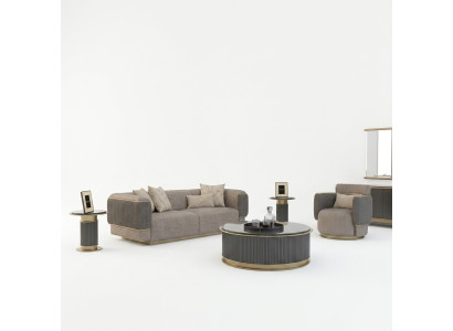 Living Room Set 2-Piece Three-Seater Sofa Upholstered Furniture Armchair Modern Design