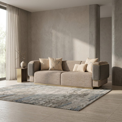 Gray three-seater sofa luxury design upholstered furniture modern living room sofas couch