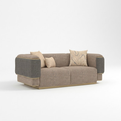 Design Modern Gray Two-Seater Sofa Couch Living Room Furniture New