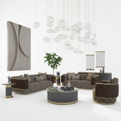 Living room upholstered furniture sofa set, two-seater, three-seater, sofa, couch, luxury armchair
