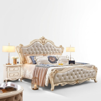 Classic furniture set of 3 pieces consists of a luxury bed and 2 bedside tables.