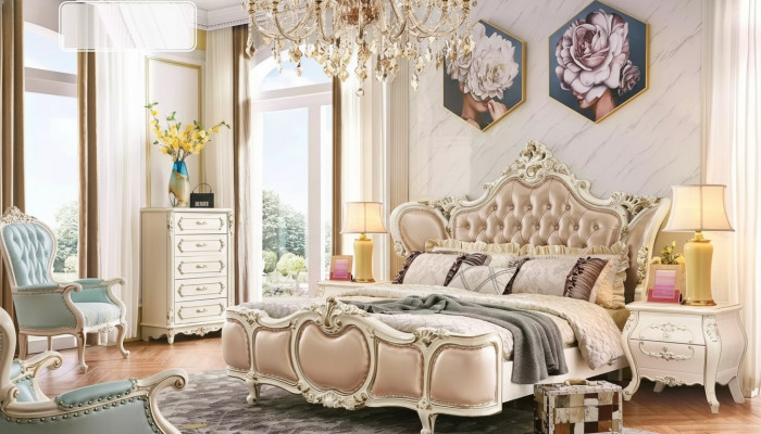 Classic furniture bedroom set bed 2x nightstands chest of drawers luxury set 4-piece