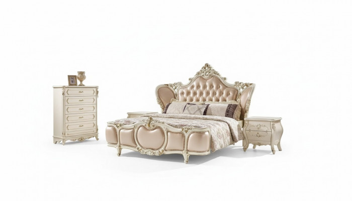 Classic furniture bedroom set bed 2x nightstands chest of drawers luxury set 4-piece