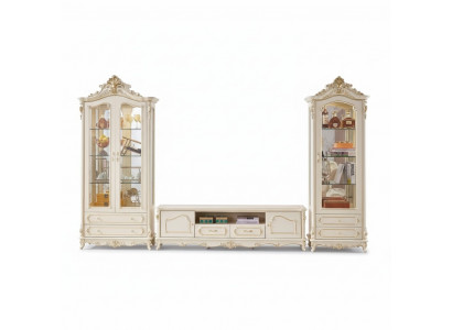 Living room set luxury TV stand 2x display cabinet 3-piece new interior
