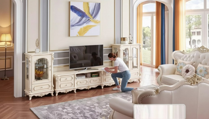 Living room set classic furniture 3-piece. Interior for the home.
