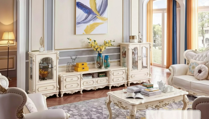 Living room set classic furniture 3-piece. Interior for the home.