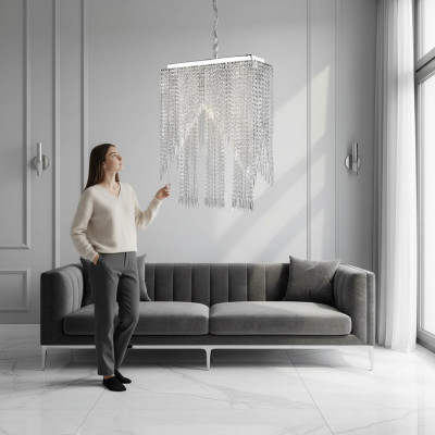 Chandelier pendant light glossy chrome new living room chandelier