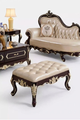 Stool in the bedroom a luxurious new pearl white Chesterfield