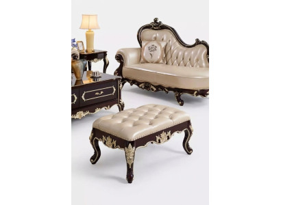 Stool in the bedroom a luxurious new pearl white Chesterfield